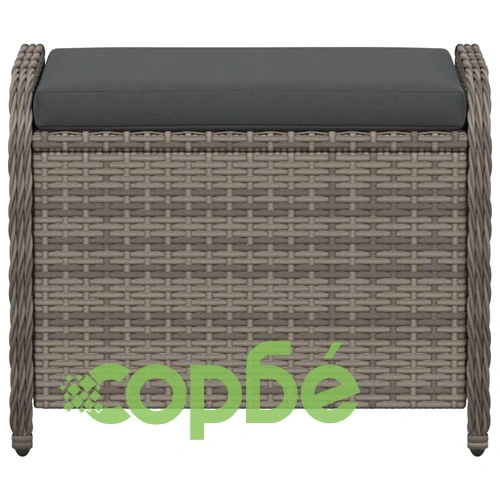 Градинска табуретка с възглавница сива 58x46x46 см полиратан ➤ топ цена ➤ sorbe.bg
