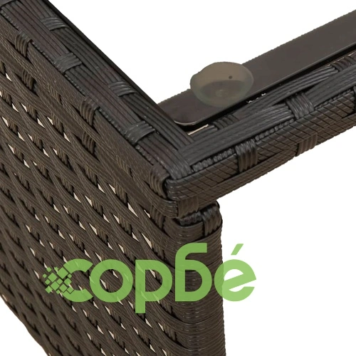 Градински диван с маса и възглавници, ъглов, черен полиратан ➤ топ цена ➤ sorbe.bg