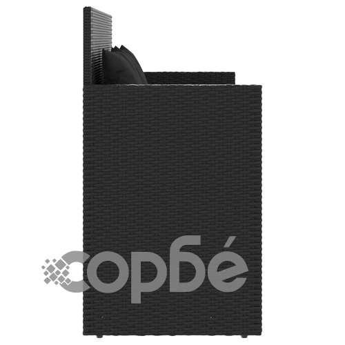 Градинска пейка с възглавници черен полиратан ➤ топ цена ➤ sorbe.bg