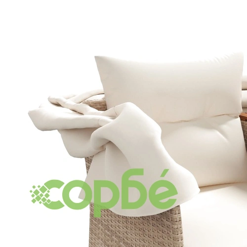 2-местен градински диван със сенник и табуретки бежов полиратан ➤ топ цена ➤ sorbe.bg