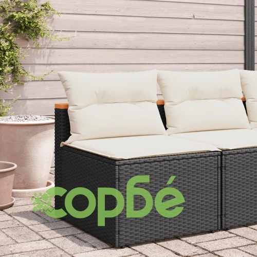 Външни кресла без подлакътник възглавници 2 бр черен полиратан ➤ топ цена ➤ sorbe.bg