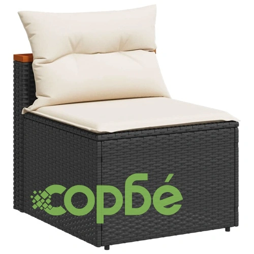 Външни кресла без подлакътник възглавници 2 бр черен полиратан ➤ топ цена ➤ sorbe.bg