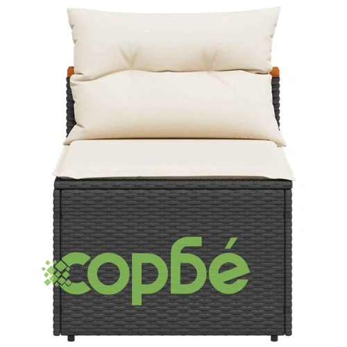 Външни кресла без подлакътник възглавници 2 бр черен полиратан ➤ топ цена ➤ sorbe.bg