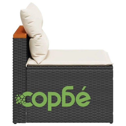 Външни кресла без подлакътник възглавници 2 бр черен полиратан ➤ топ цена ➤ sorbe.bg