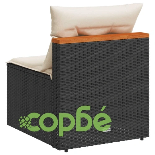 Външни кресла без подлакътник възглавници 2 бр черен полиратан ➤ топ цена ➤ sorbe.bg