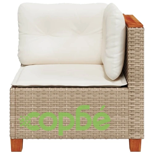 Градински ъгъл без подлакътници с възглавници бежов полиратан ➤ топ цена ➤ sorbe.bg