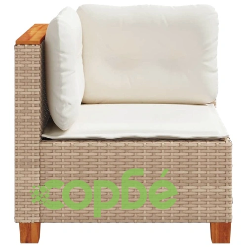 Градински ъгъл без подлакътници с възглавници бежов полиратан ➤ топ цена ➤ sorbe.bg