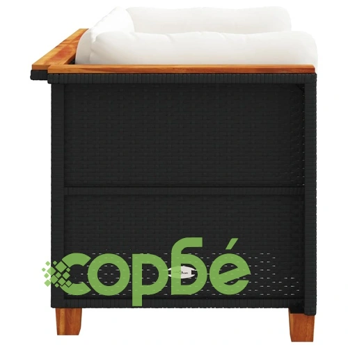 Градински дивани ъглови с възглавници 2 бр черни полиратан ➤ топ цена ➤ sorbe.bg