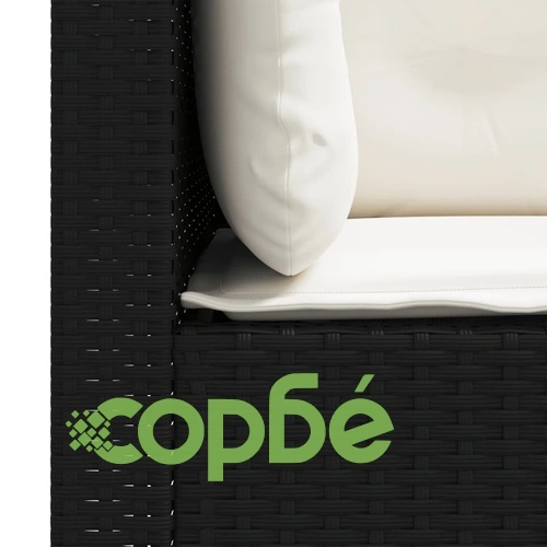 Градински дивани ъглови с възглавници 2 бр черни полиратан ➤ топ цена ➤ sorbe.bg