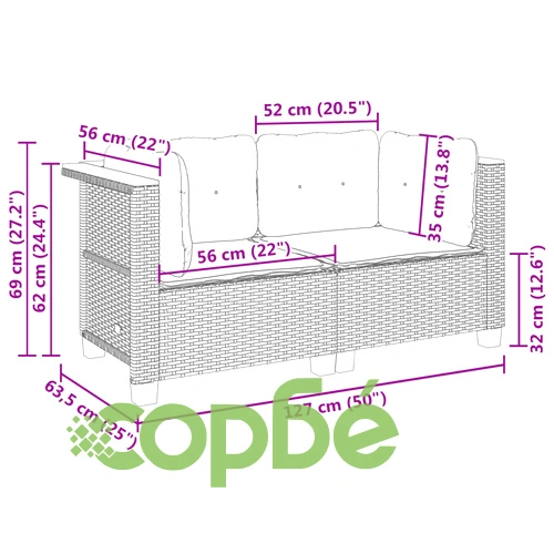 Градински дивани ъглови с възглавници 2 бр черни полиратан ➤ топ цена ➤ sorbe.bg