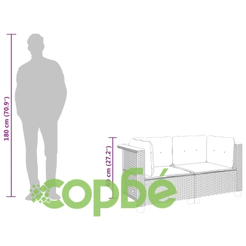 Градински дивани ъглови с възглавници 2 бр черни полиратан ➤ топ цена ➤ sorbe.bg