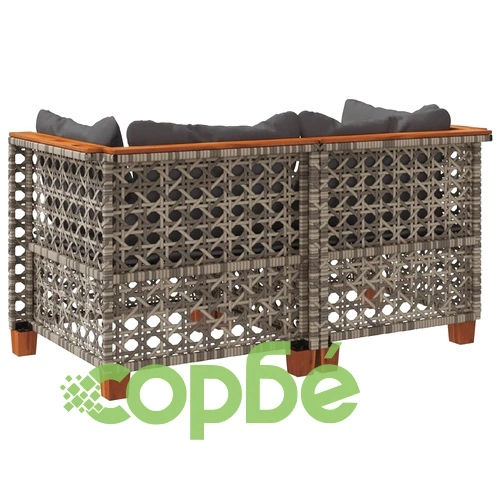 Градински дивани ъглови с възглавници 2 бр сиви полиратан ➤ топ цена ➤ sorbe.bg