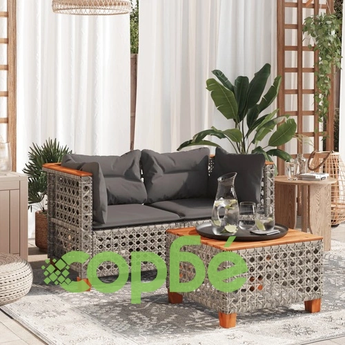 Градински дивани ъглови с възглавници 2 бр сиви полиратан ➤ топ цена ➤ sorbe.bg