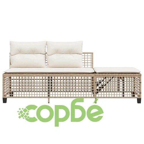 Ъглов градински комплект с възглавници 3 части бежов полиратан ➤ топ цена ➤ sorbe.bg