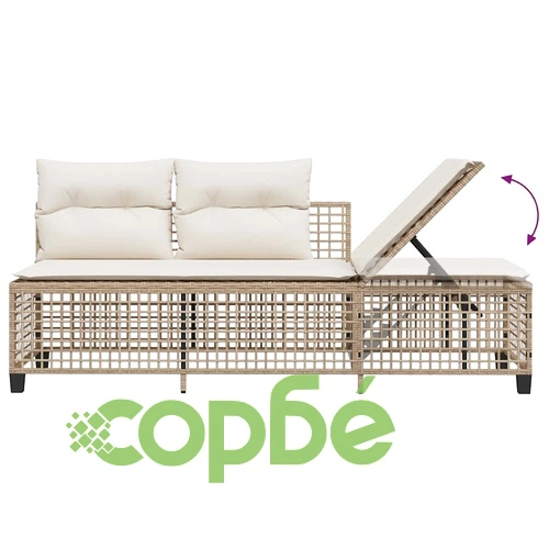 Ъглов градински комплект с възглавници 3 части бежов полиратан ➤ топ цена ➤ sorbe.bg