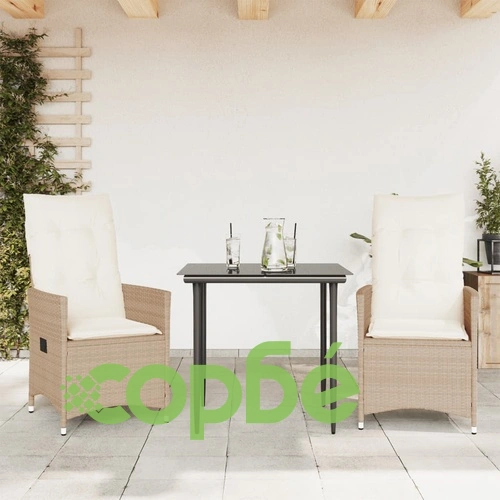 Накланящи градински столове с възглавници 2 бр полиратан бежови ➤ топ цена ➤ sorbe.bg