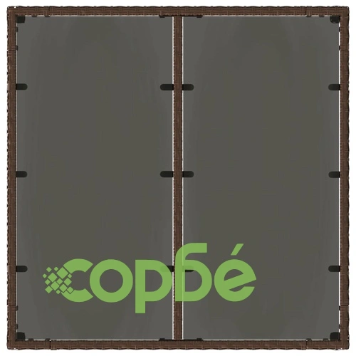 Градинска маса със стъклен плот кафява 90x90x75 см полиратан ➤ топ цена ➤ sorbe.bg