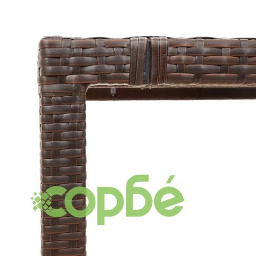 Градинска маса със стъклен плот кафява 150x90x75 см полиратан ➤ топ цена ➤ sorbe.bg