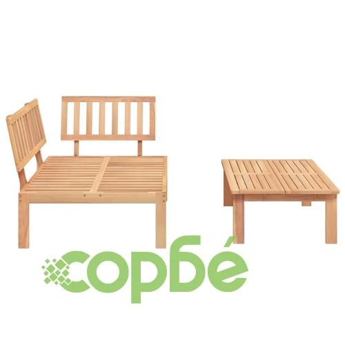 Градински диван от палети, 2 части, акация масив ➤ топ цена ➤ sorbe.bg