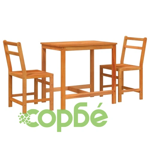 Балконски комплект от 3 части, масивна акациева дървесина ➤ топ цена ➤ sorbe.bg