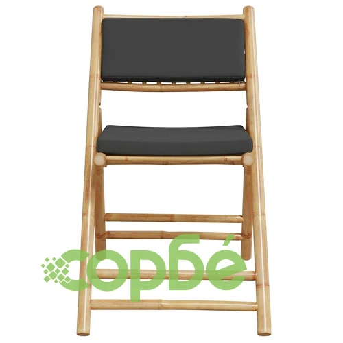 Сгъваеми бистро столове 2 бр тъмносиви възглавници бамбук ➤ топ цена ➤ sorbe.bg