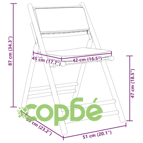 Сгъваеми бистро столове 2 бр тъмносиви възглавници бамбук ➤ топ цена ➤ sorbe.bg