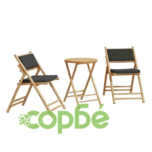 Сгъваем бистро комплект от 3 части тъмносиви възглавници бамбук ➤ топ цена ➤ sorbe.bg