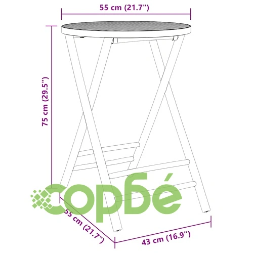 Сгъваем бистро комплект от 3 части тъмносиви възглавници бамбук ➤ топ цена ➤ sorbe.bg