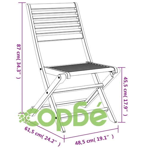 Сгъваеми градински столове 4 бр 48,5x61,5x87 см акация масив ➤ топ цена ➤ sorbe.bg
