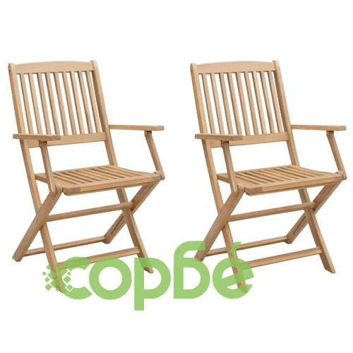 Сгъваеми градински столове 2 бр 58x54,5x90 см акация масив ➤ топ цена ➤ sorbe.bg