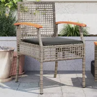 Градински столове с възглавници 2 бр сиви полиратан и акация