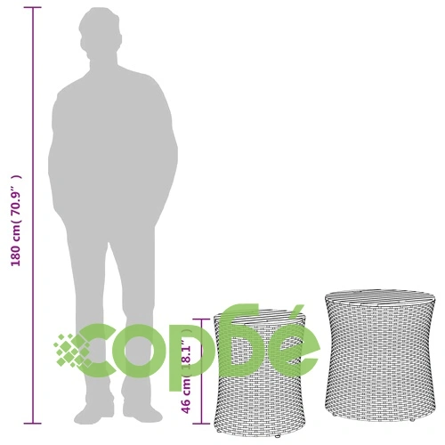 Градински помощни маси 2 бр с дървен плот бежов полиратан ➤ топ цена ➤ sorbe.bg