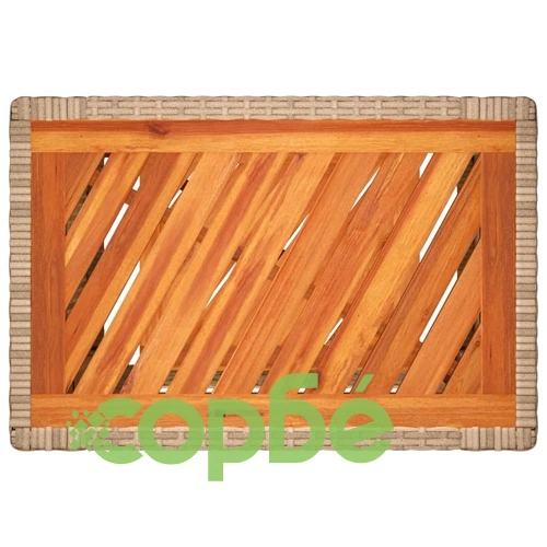 Градинска маса с дървен плот бежова 60x40x75 см полиратан ➤ топ цена ➤ sorbe.bg