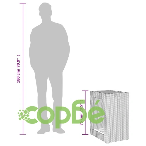 Градинска маса с дървен плот бежова 60x40x75 см полиратан ➤ топ цена ➤ sorbe.bg