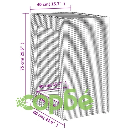 Градинска маса с дървен плот бежова 60x40x75 см полиратан ➤ топ цена ➤ sorbe.bg