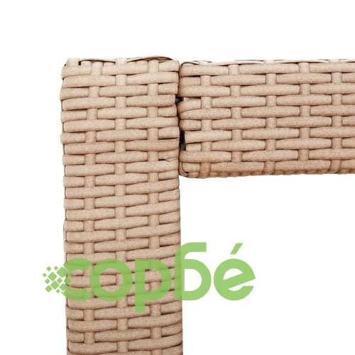 Градинска маса с дървен плот бежова 100x40x75 см полиратан ➤ топ цена ➤ sorbe.bg