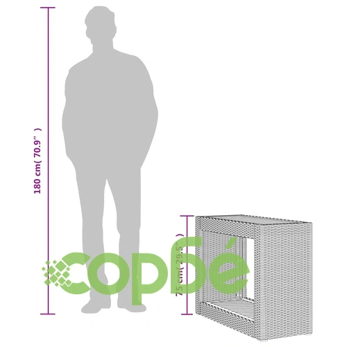 Градинска маса с дървен плот бежова 100x40x75 см полиратан ➤ топ цена ➤ sorbe.bg