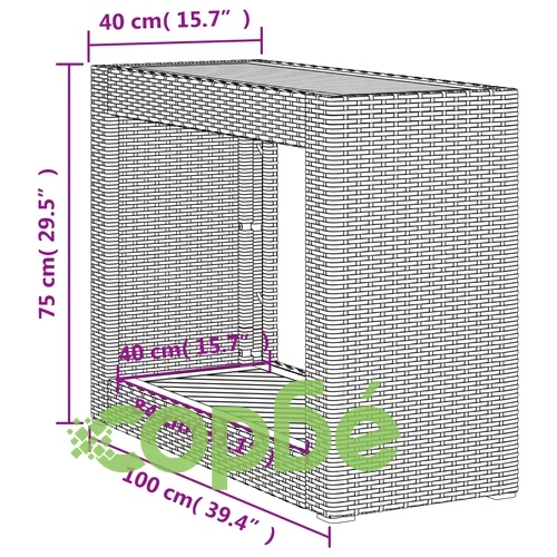 Градинска маса с дървен плот бежова 100x40x75 см полиратан ➤ топ цена ➤ sorbe.bg