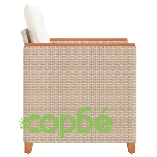 Градински стол с възглавници, бежов, полиратан ➤ топ цена ➤ sorbe.bg