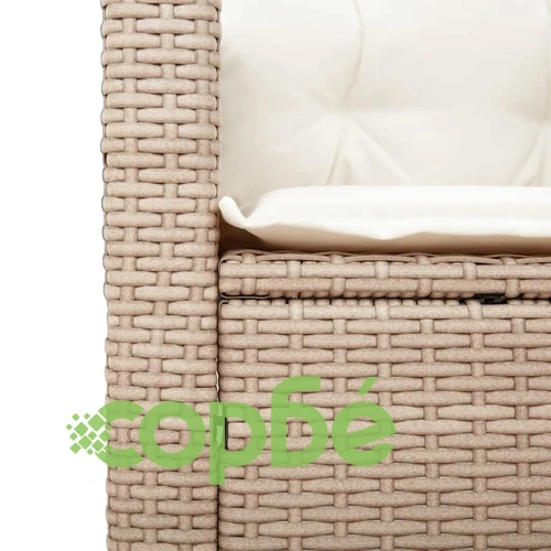 Градински стол с възглавници, бежов, полиратан ➤ топ цена ➤ sorbe.bg