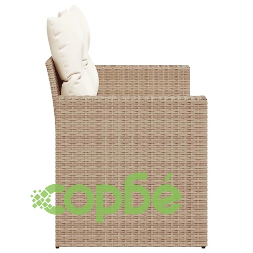 Градински диван с възглавници 2-местен бежов полиратан ➤ топ цена ➤ sorbe.bg