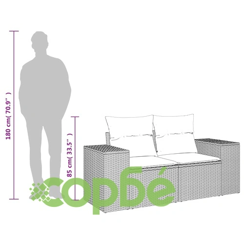 Градински диван с възглавници 2-местен бежов полиратан ➤ топ цена ➤ sorbe.bg