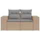 Градински диван с възглавници 2-местен бежов полиратан
