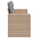 Градински диван с възглавници 2-местен бежов полиратан