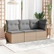 Градински стол без подлакътници с възглавници бежов полиратан