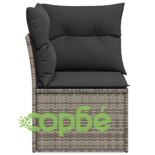 Градински ъглов диван с възглавници, сив, полиратан ➤ топ цена ➤ sorbe.bg