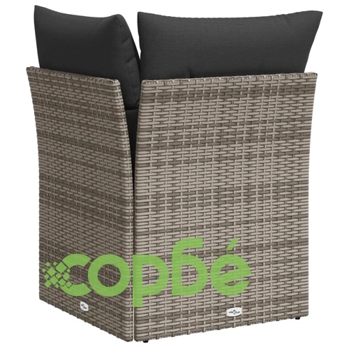 Градински ъглов диван с възглавници, сив, полиратан ➤ топ цена ➤ sorbe.bg