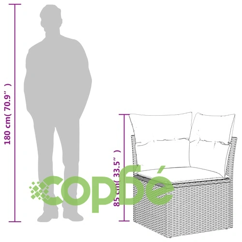 Градински ъглов диван с възглавници, сив, полиратан ➤ топ цена ➤ sorbe.bg