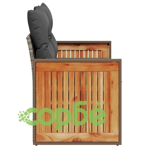 Градински диван с възглавници 2-местен сив полиратан ➤ топ цена ➤ sorbe.bg