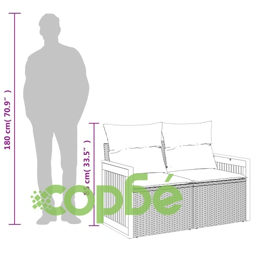 Градински диван с възглавници 2-местен сив полиратан ➤ топ цена ➤ sorbe.bg